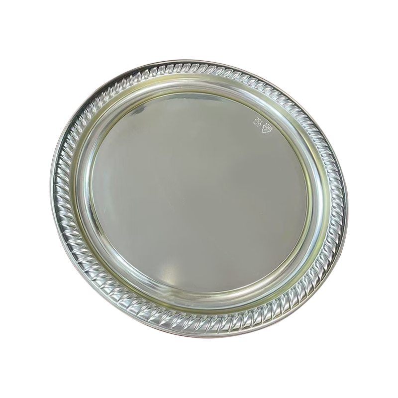 Silver fläktformad kant cirkulär bricka
