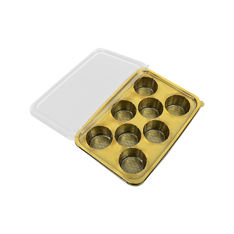 Bakförpackningslåda av plast för engångsbruk med 8 hålrum